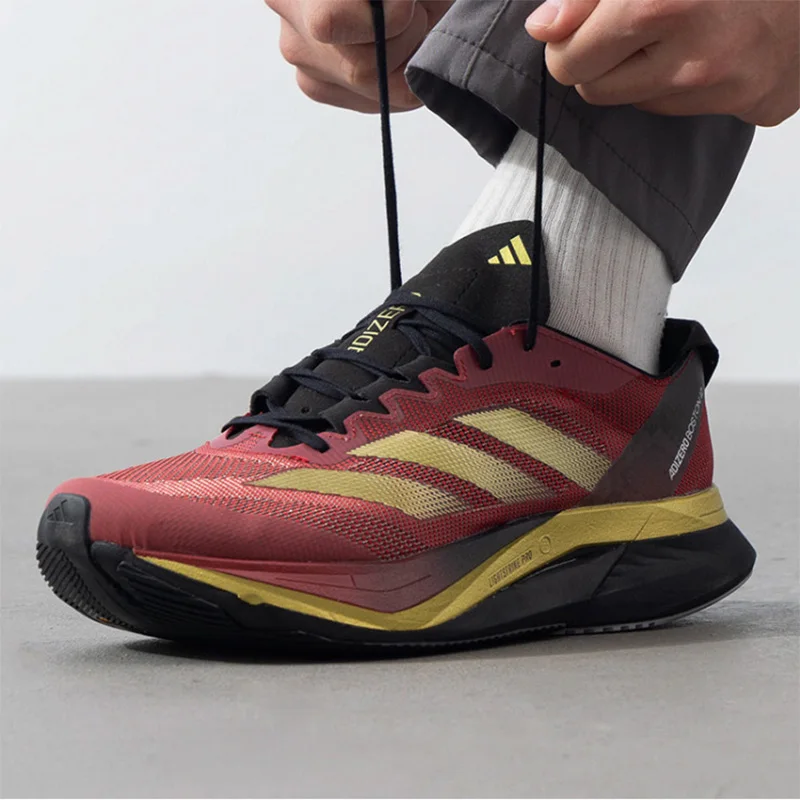 adidas  Adizero Boost Red Gold Racing Running Shoes  Lightstrike Pro Breathable Mesh Marathon Trainers Men Women JS1919