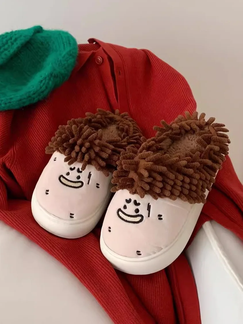 

Funny Slippers Couple Fun Ins Cute Cotton Home Slippers 2024 Winter Men And Women Indoor Household Warm Home Shoes