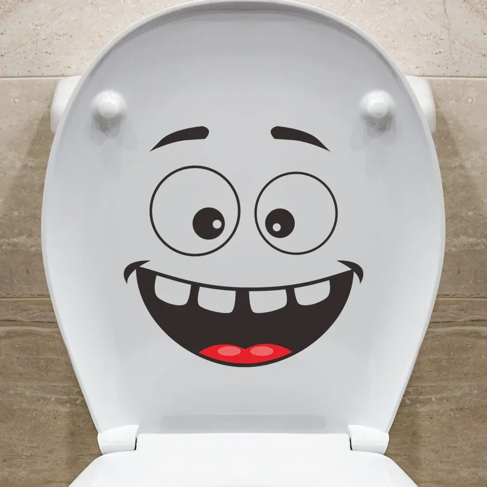 Creative Self-adhesive Toilet Stickers Funny Smiling Face Toilet Seat Lid Decorative Stickers Waterproof Fun DIY Wall Stickers