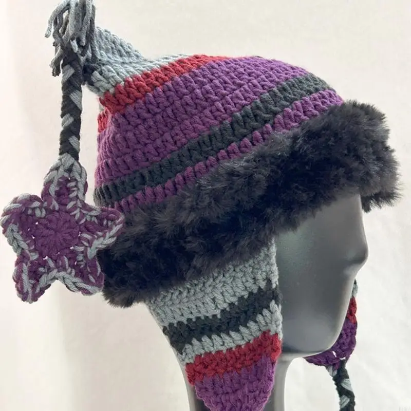 

P88A Thick Knitted Bucket Hat Ear Fisherman Hats for Womens Winter Warm Caps