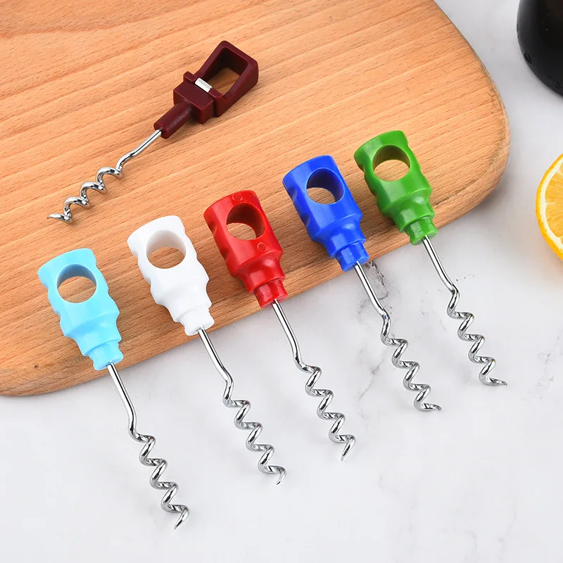 

Portable Manual Corkscrew Kitchen Gadgets Stainless Steel Wine Bottle Plastic ABS Handle Opener with Hole for Home Hotel