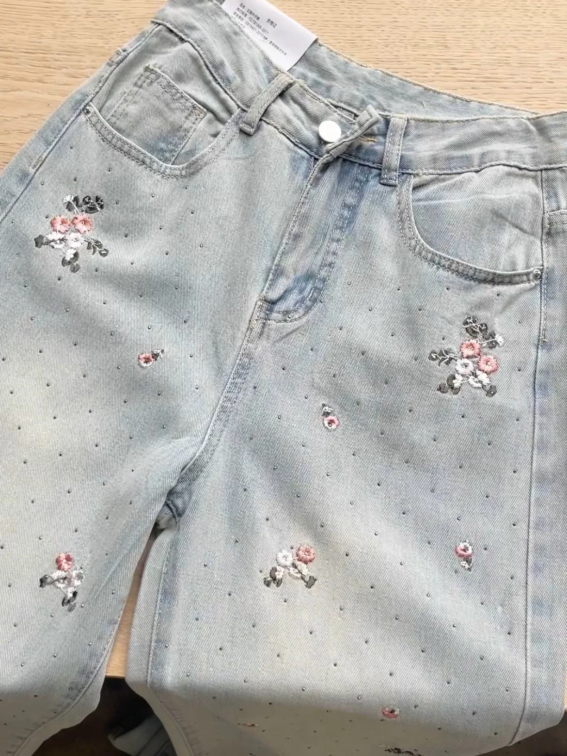 Imagem -06 - Zhisilao-jeans Florais Bordados para Mulheres Calça Jeans de Cintura Alta Streetwear Vintage Clássico e Novo Primavera e Verão 2023