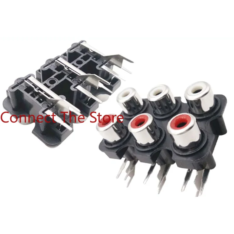 9PCS AV Mother RCA Socket Lotus  Double-row 6-bit Audio And Video   Concentric    