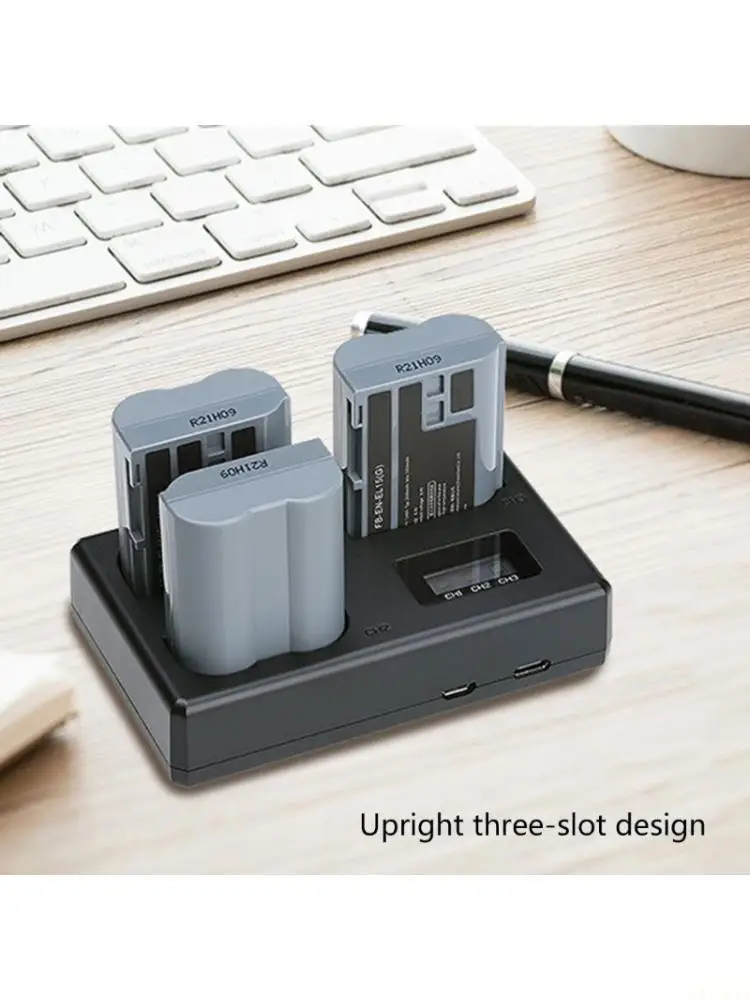 B03F EL15 Battery Dock with 3 Bays, LCD View and USB Input