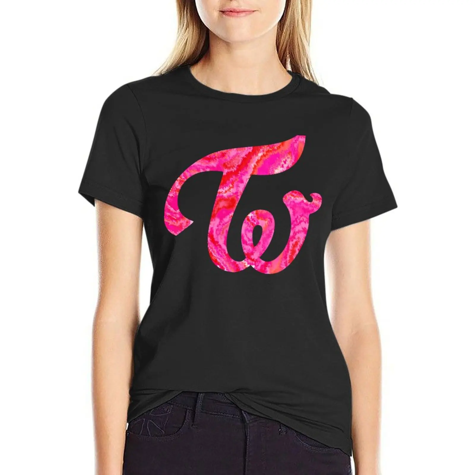 

twice k pop logo T-Shirt animal print cute tops sweat designer clothes Women luxury