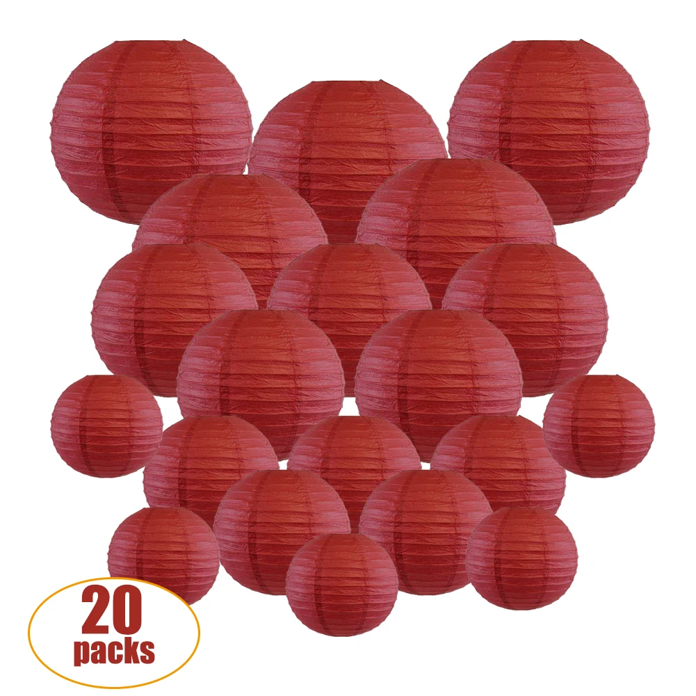 20 pcs Wine Paper Lanterns Assorted Sizes of 6