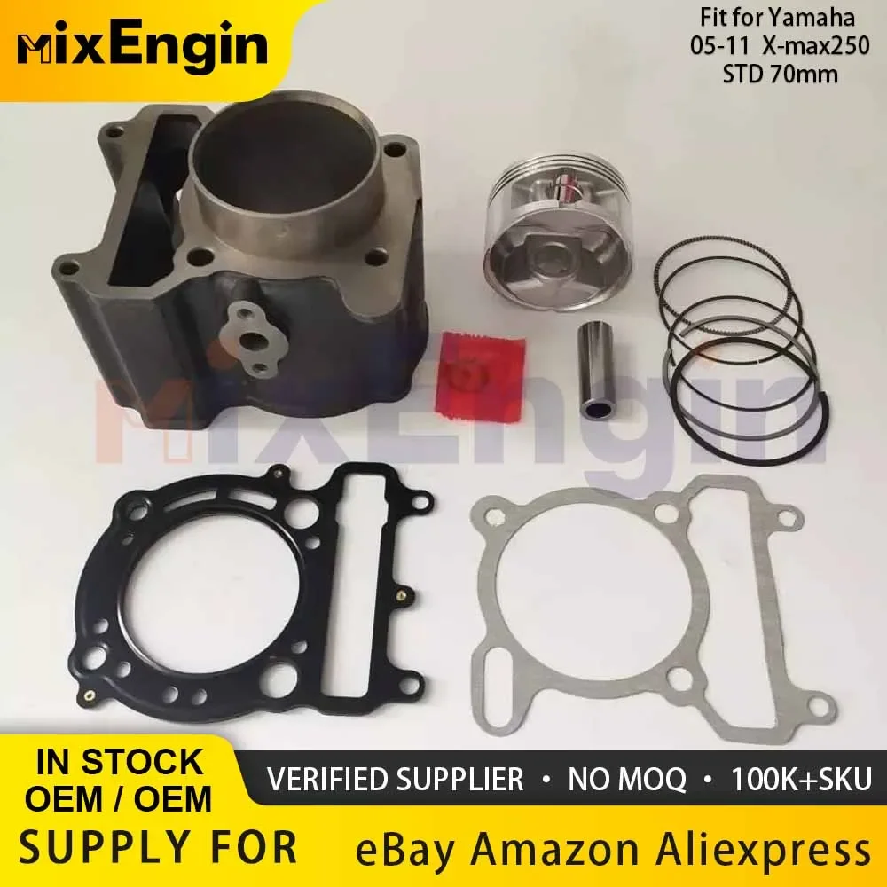 

Motorcycle Engine Parts 70MM/76MM Bore Cylinder Piston Rings Gasket Rebuild Kits For 05-11 Yamaha Xmax250 BG6-E1311-01 X-max 250