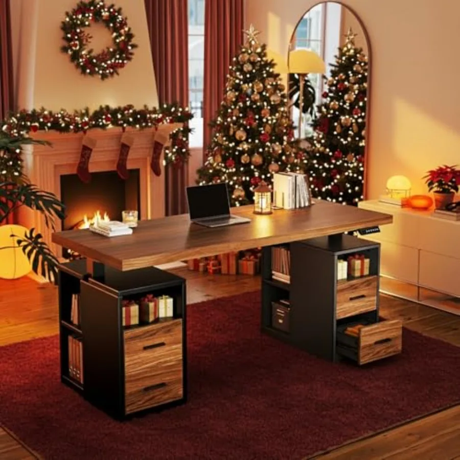 

Электрический регулируемый по высоте стол-трансформер 55 с ящиками и местом для хранения, компьютерная рабочая станция для дома и офиса