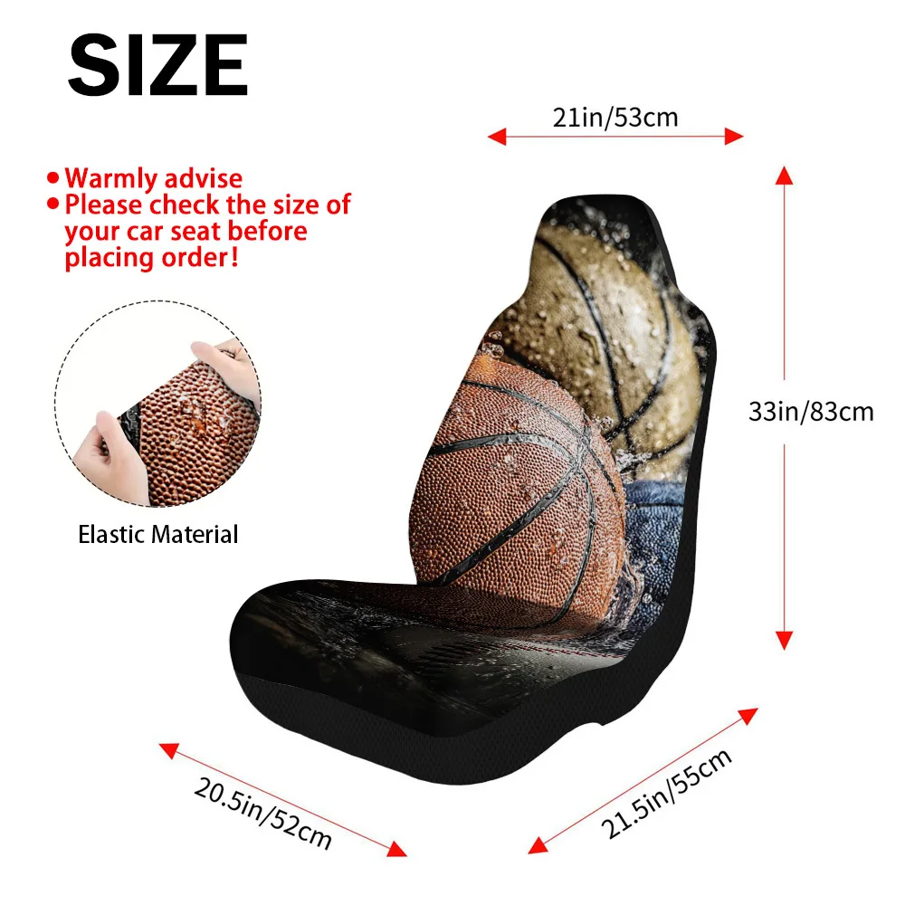 2pcs Fiery Basketball And Design Seat Cover Set For Most Cars – Premium Quality, Stylish, Durable Seat Protectors, Fit, Adva