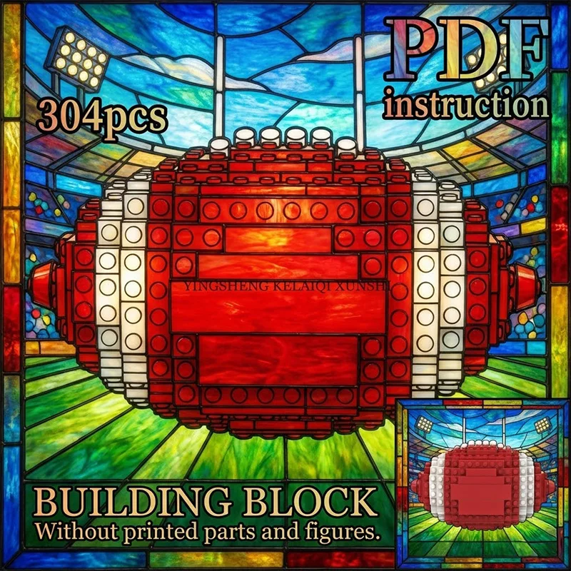 DIY Sports Match Game Ball Construction Set Rugby Athlete Fan Gift Building Bricks Toy