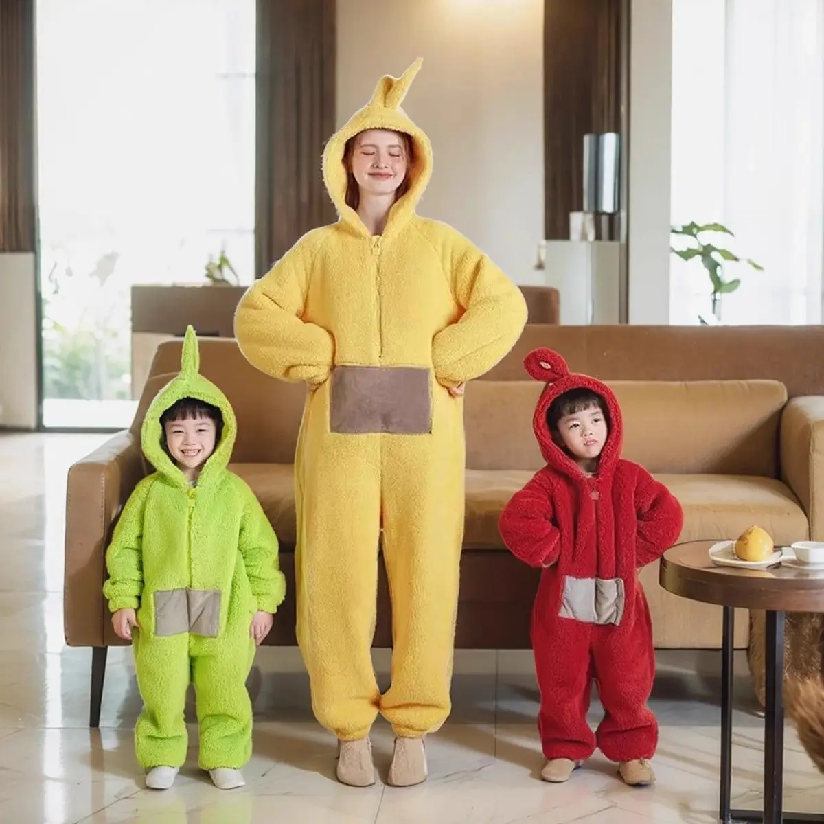 Onesies für Erwachsene, weiche Pyjamas mit langen Ärmeln, Dipsy Tinky Winky Po Lala Kostüme, Heimkleidung, Damen, Unisex, Homewear