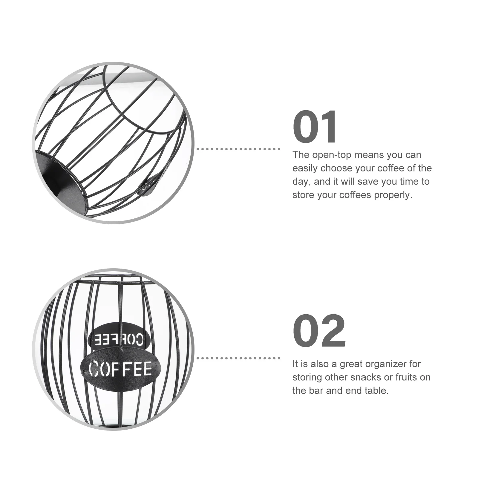 

1Pcs Iron Hollowed Coffee Capsule Storage Basket Compact Functional Organizer for Kitchen Cafe Office Space Saving Sundries