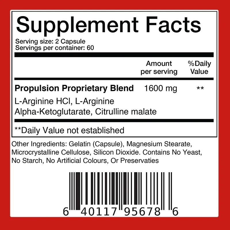 Natural Citrulline Malate Capsules - Promotes Energy Production and Muscle Growth and Recovery, and Improves Focus