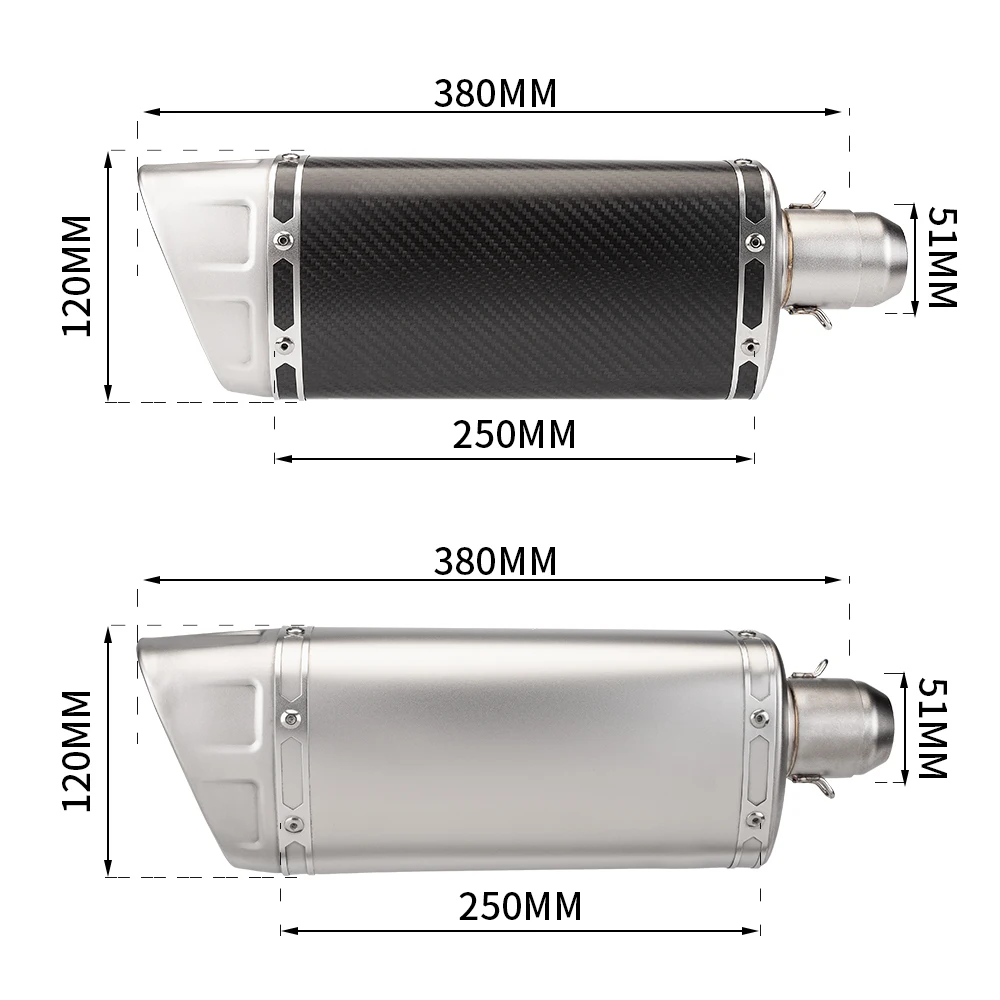 Motorcycle Exhaust Tail Tube Kit Motorbike Universal 51MM Interface Muffler With DB Killer Compatible Original Position For MT09