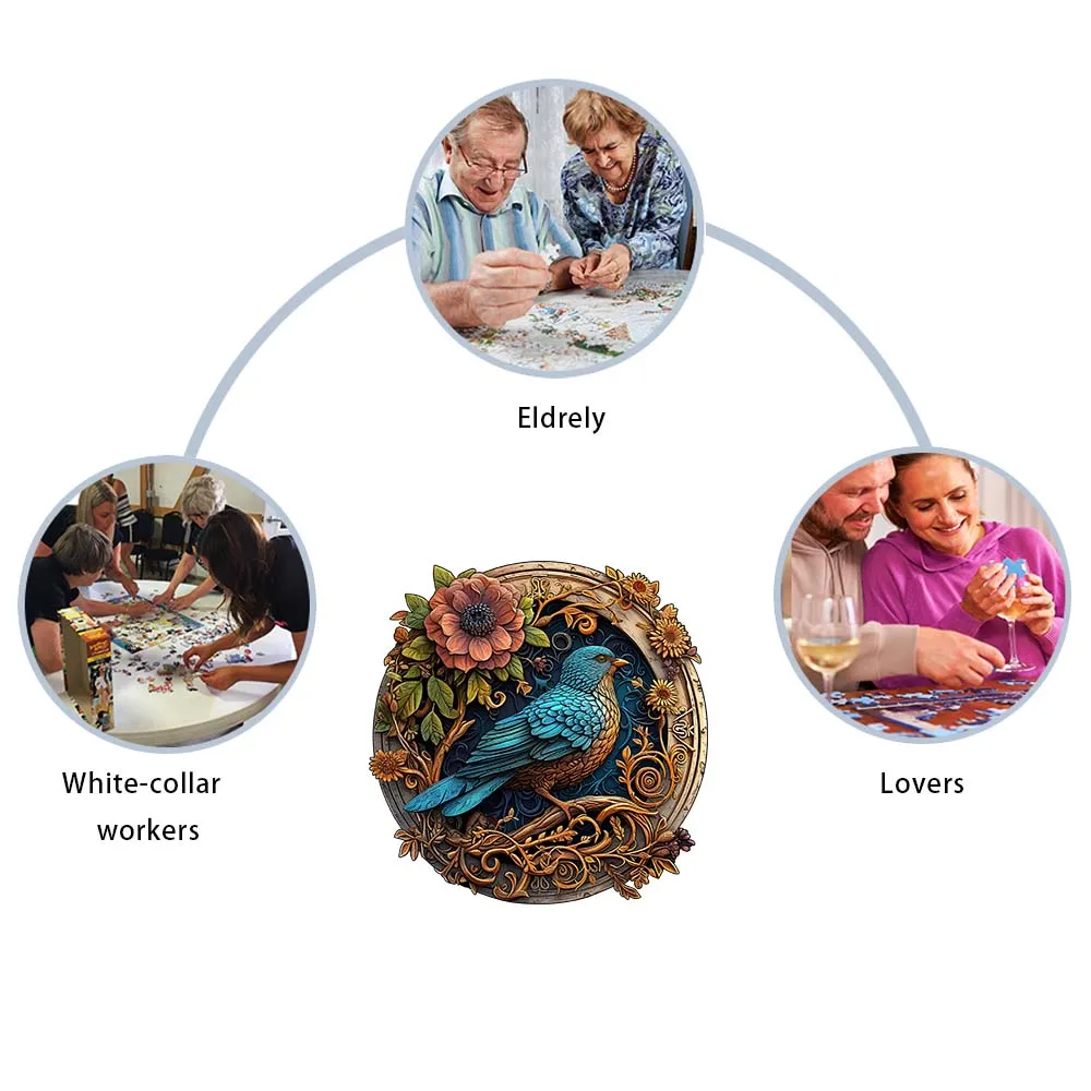 Wooden jigsaw Blue Bird gift box Exquisite gift Irregular animal shape jigsaw personalized senior unique gift family interaction