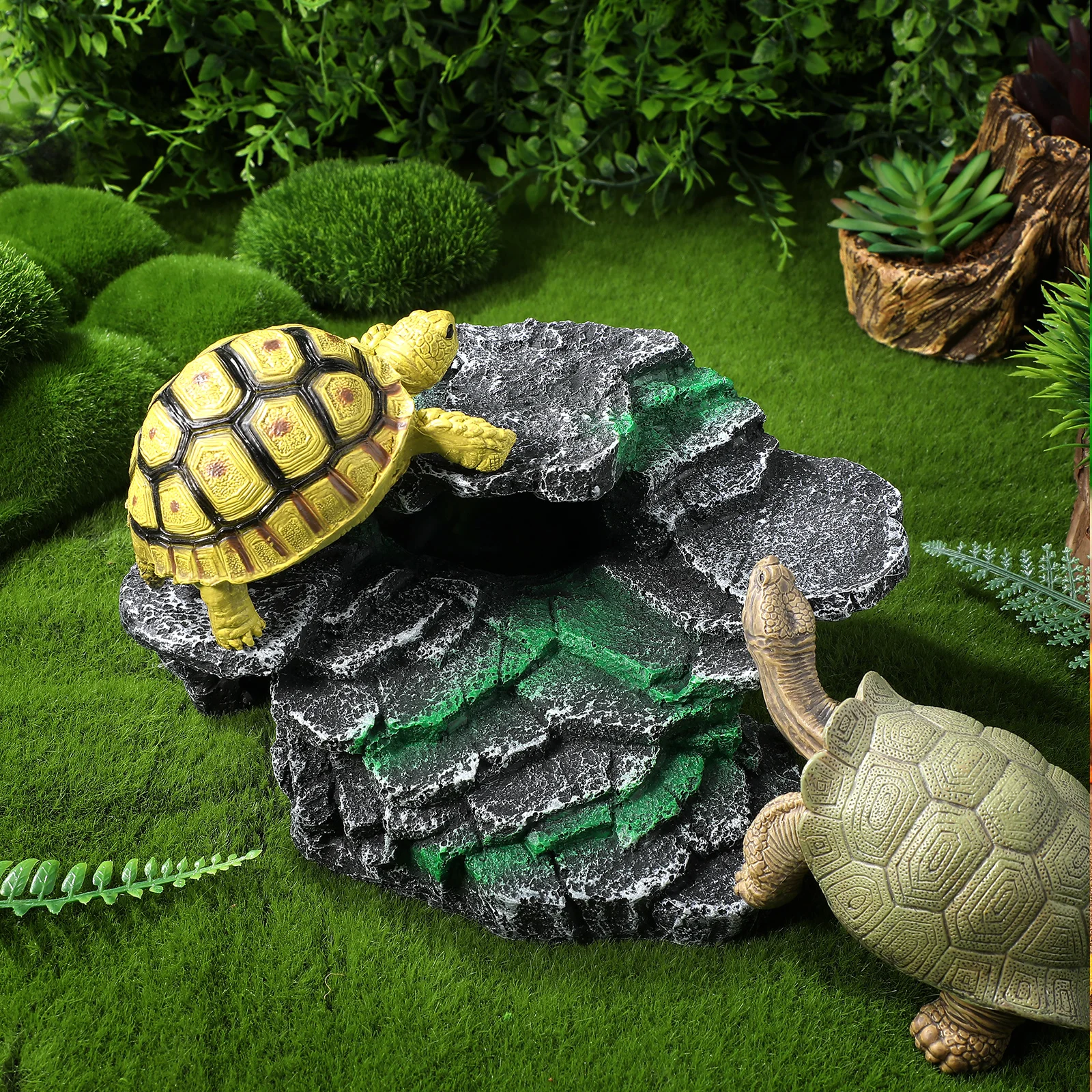 

Turtle Tank Decoration Resin Platform Basking Rock Aquatic Turtles Reptile Habitat Easy Clean Stable Long Use Pet Supplies