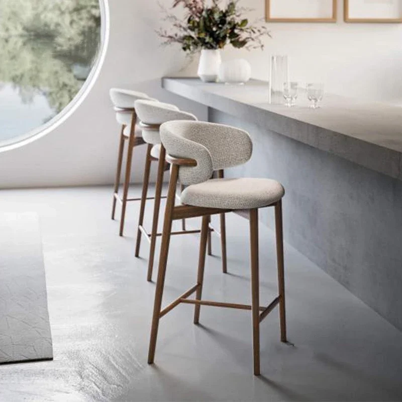 Chaises de Salle à Manger Légères en Bois Massif, Tabouret Haut Scandinave avec Dossier, Chaises de Café en Bois Massif Ancien, Maison de Loisirs