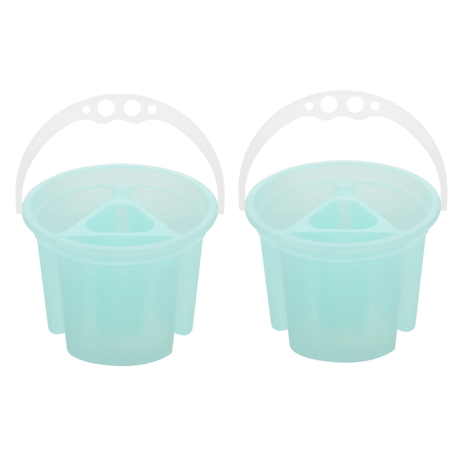2 pezzi di strumenti artistici in plastica per lavabo con spazzole per miscelare colori e pulire, secchielli per pittura portatili con manico per artisti