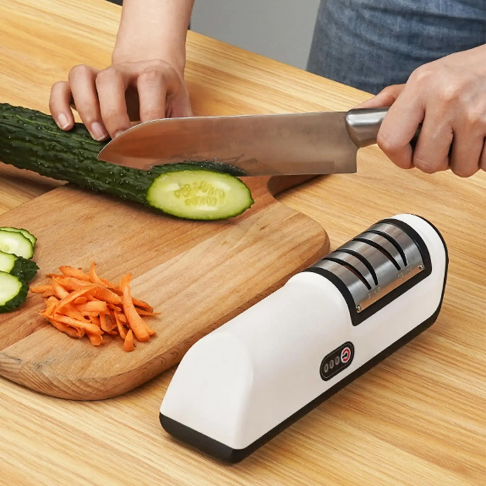 

Chef Cutter Sharpener 3-Stage Scissor Grinding Stone USB Charging Automatic Cutter Sharpening Stone For Polishing Razor Kitchen