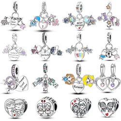 New 925 Silver Color Family Brothers and Sisters Charms Beads Fit Qikaola 925 Original Bracelets Fine DIY Birthday Jewelry