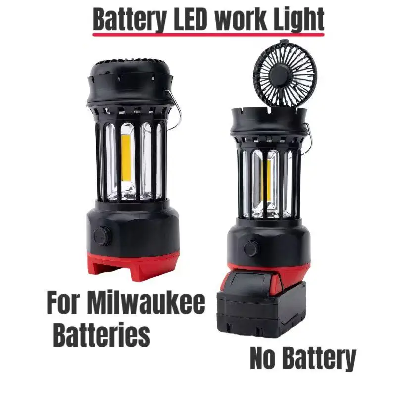 

Battery LED Work Light For Milwaukee 18V Battery Portable Camping Lamp W/FAN(Not include battery)