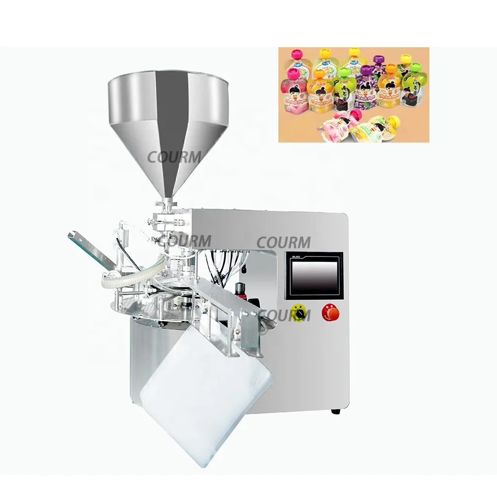 Automatic Stand up Pouch Shampoo Laundry Detergent Cream Juice Liquid Spout Pouch Filling Sealing Capping Machine