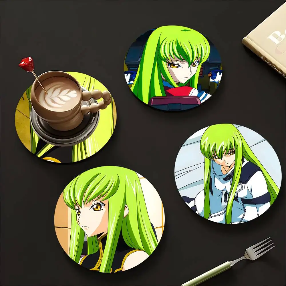 1pc C.C. Anime Characters Wooden Coaster Colour Printing Cup Mat Home Desk Decoration Gifts