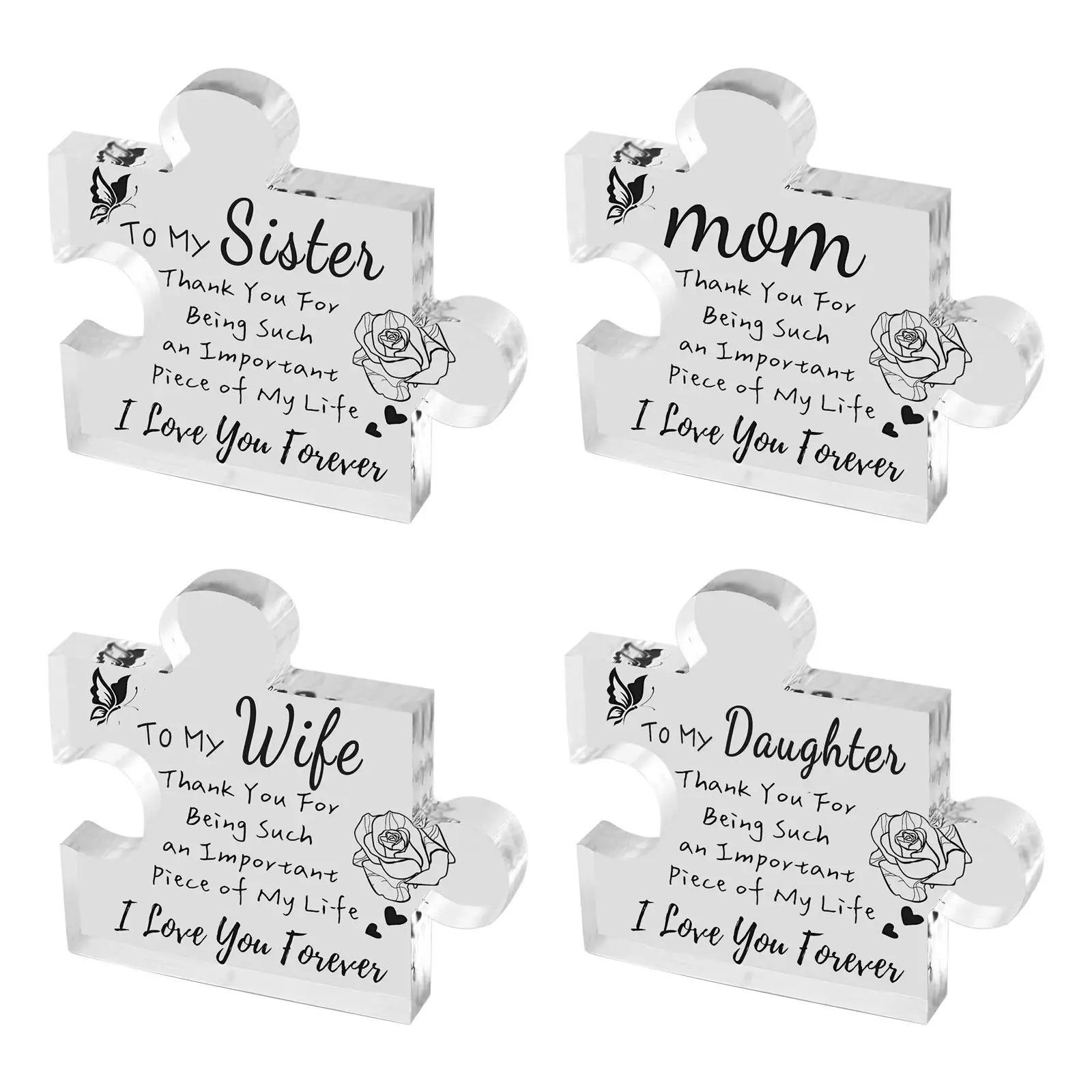 Engraved Acrylic Block Puzzle DIY Toy for Women Table Figures for House Warming Thanksgiving Anniversary Valentine's Day Present