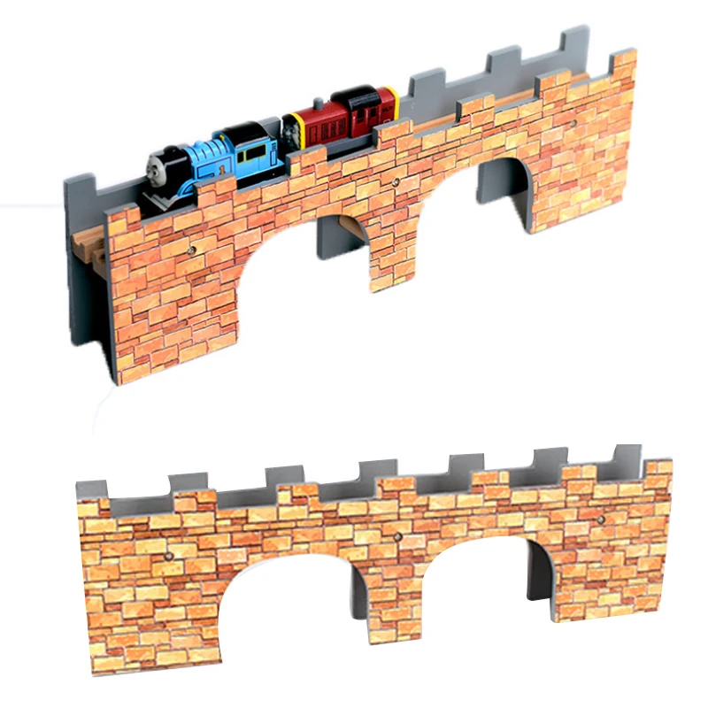 Gift Great Wall Bridge Wooden Track Scene Accessories Suitable For Wooden Train Track Toys For Boys And Girls PD77