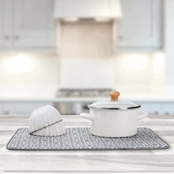 Dish Drying Mat for Kitchen Absorbent Microfiber Dishes Drainer Mats Kitchen Accessories19.2 By 15.8 Inch 46*40cm