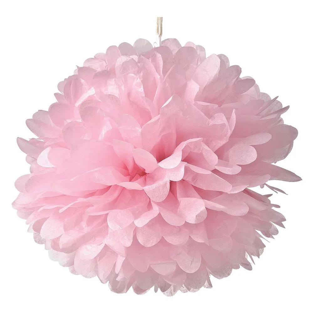 

10Pcs 25cm Handmade Paper Pom Poms Light Pink Perfect for Party Wedding Baby Shower Paper Flower Tissue Flower