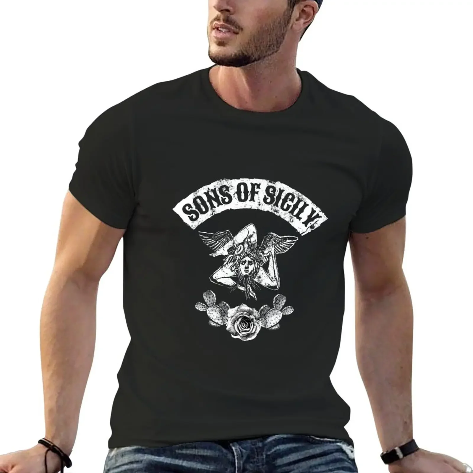 New SONS OF SICILY T-Shirt custom kawaii clothes mens graphic t-shirts anime Short Sleeve Outfits vintage mens designer clothes