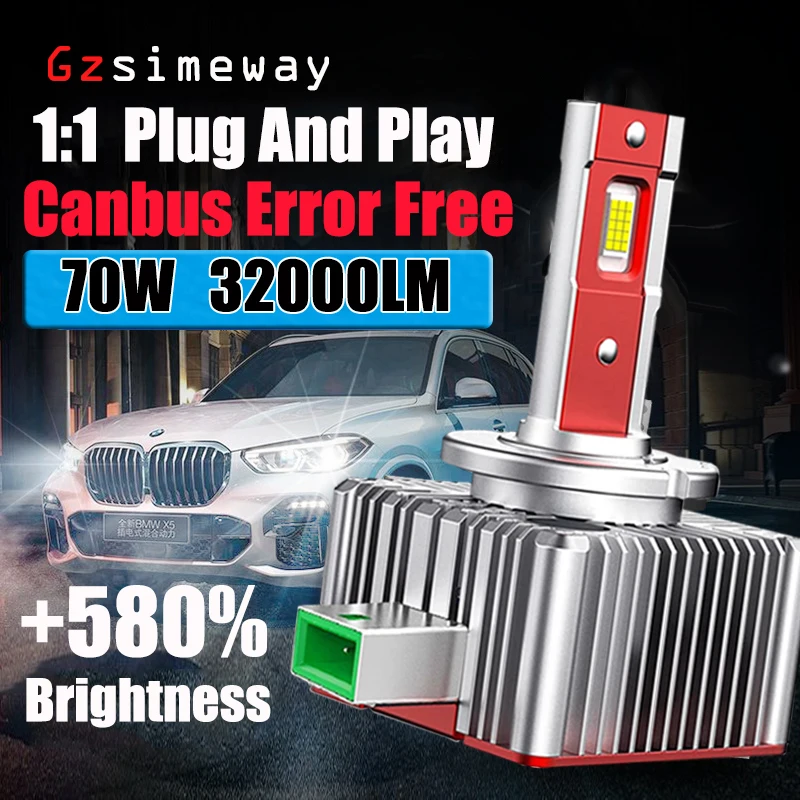 

2PCS D1S D3S LED Headlight 32000LM D2S D4S D5S D8S Car Light D1R D2R D3R Turbo LED Auto Lamp Bulbs 1:1 Canbus No Error Plug&Play
