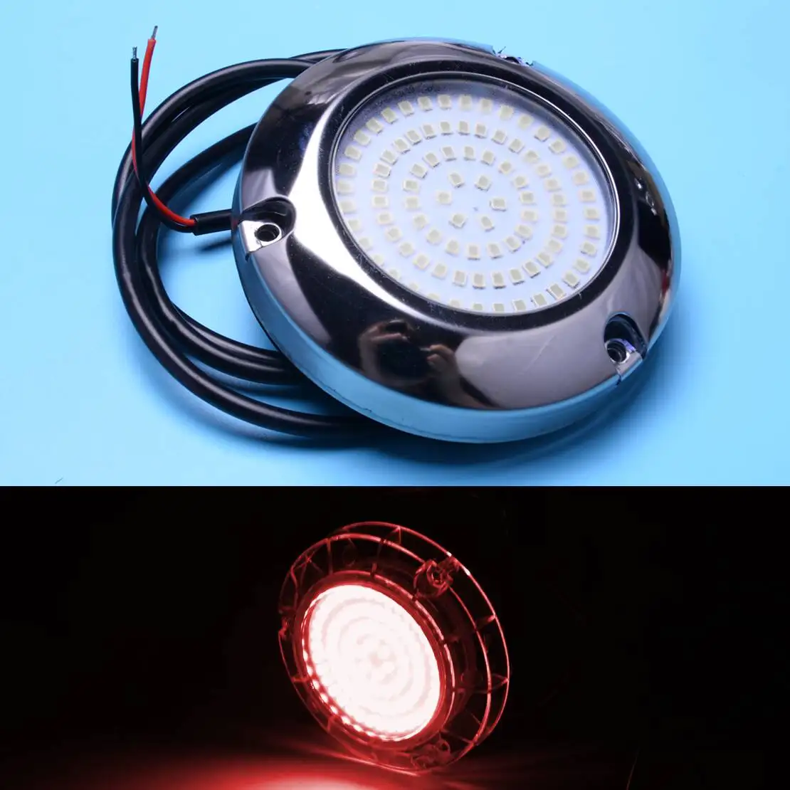 Universal Red Light 90LED Underwater Pontoon Marine Boat Camper trailer Caravan RV Transom Light IP68 10-30V