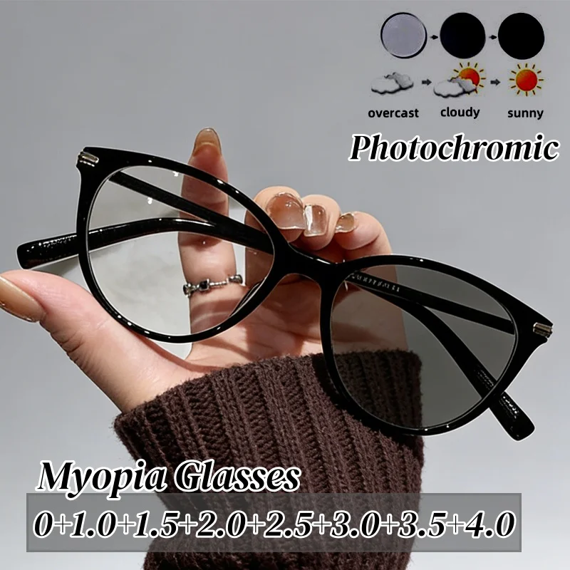 

2026 Trendy Cat Eye Photochromic Reading Glasses Women Men Ultralight Fashion Presbyopia Outdoor Anti-UV Far Sight Eyeglasses