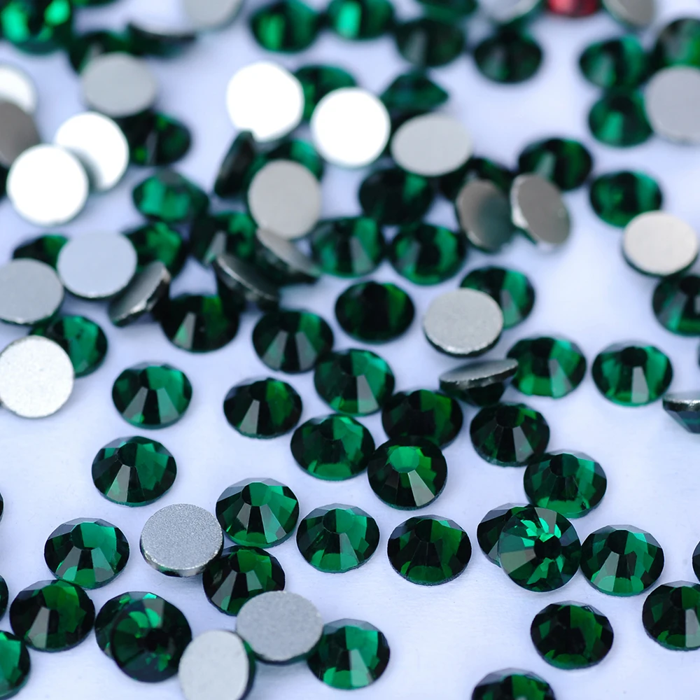 Nail Art Emerald Green - PUBRILEX Glas Strass ohne Hotfix, Smaragdgrüne