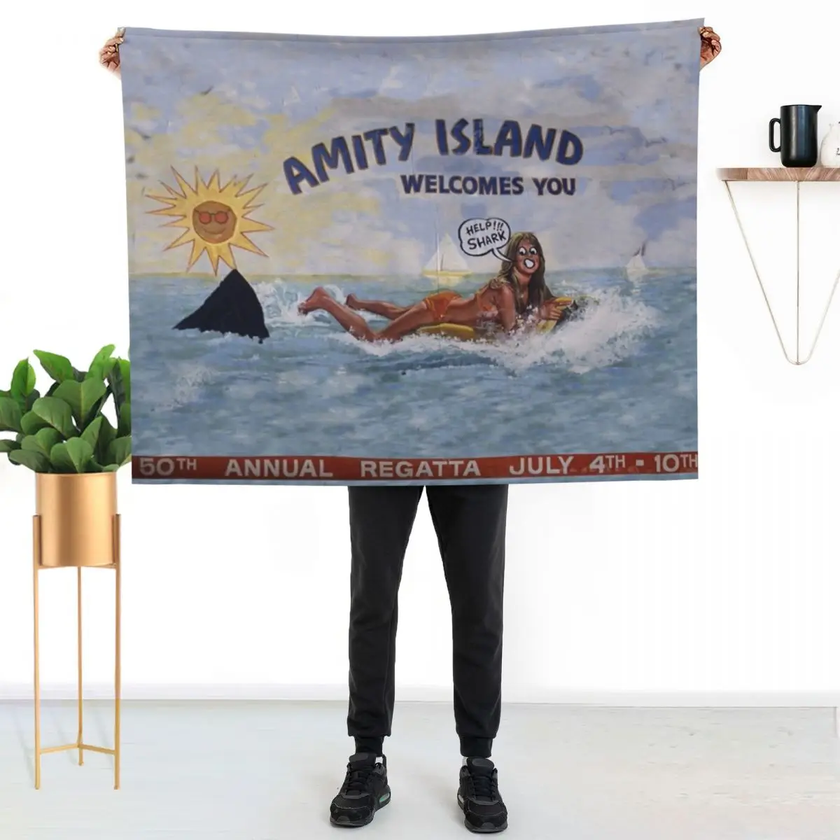 Welcome To Amity Island Throw Blanket Sofa Throw Sofas Luxury Designer for winter Blankets For Bed Retros Blankets