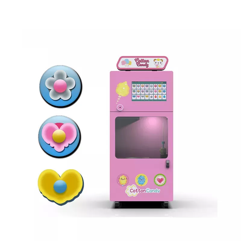 Single Door Colorful Sugar Cotton Candy Floss Machine Commercial Full Automatic Cotton Candy Vending Machine with Coin Acceptor