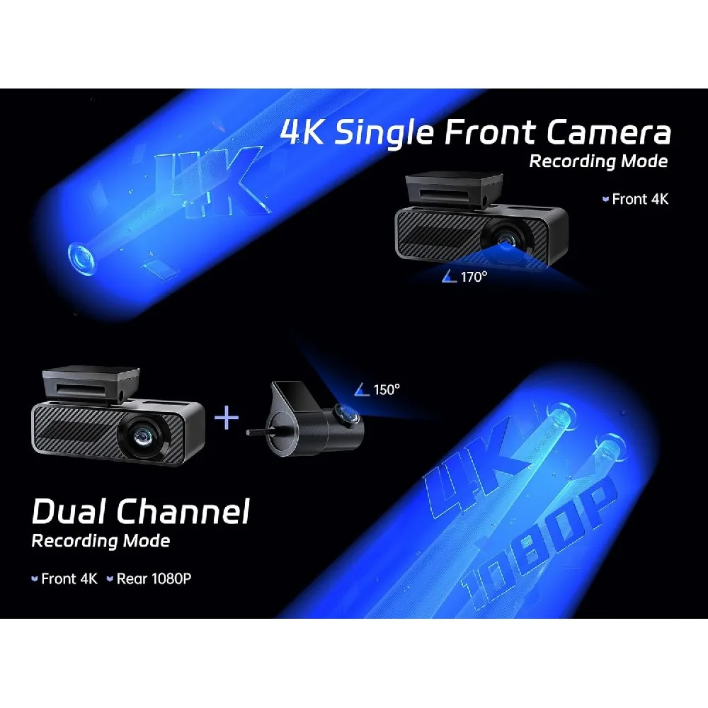 New 4K 360° Visual Angle Car Cameras WiFi Built-in GPS Gravity Sensor 24H Parking Mode Parking Monitoring IR Night Vision