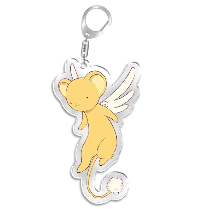 Card Captor Sakura Kinomoto Cute Key Chain Ring Anime Figure Cerberus Keroberos Cardcaptor Keyring Acrylic Kawii Keychain Charms