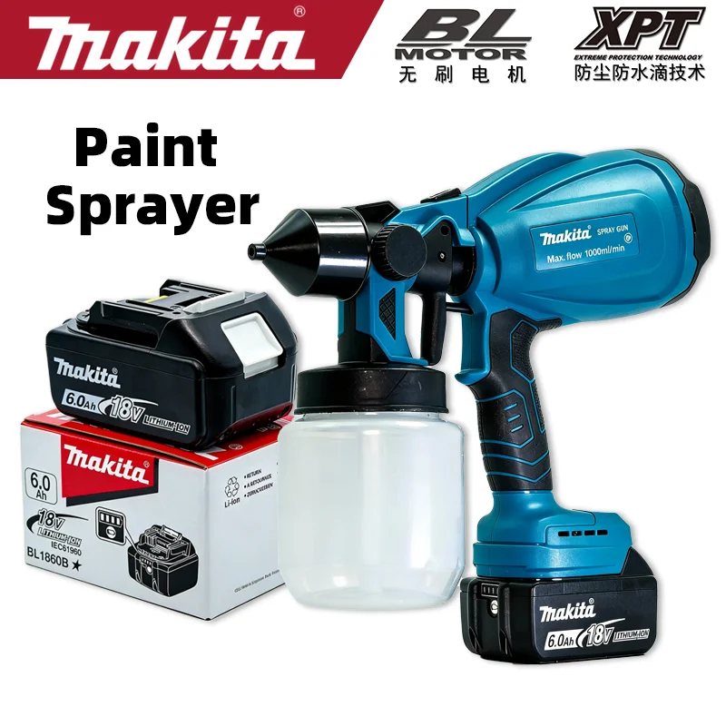 

Makita 18V LXT Lithium-Ion Rechargeable Battery with Multiple Spray Pattern，Turpow Cordless Paint Sprayer Paint Spraying Tools