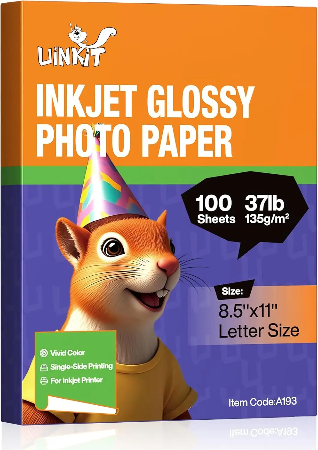 

Glossy Photo Paper 8.5x11 Inch 100 Sheets Single Side for Inkjet Printer Dye Ink Only 135gsm for DIY Flyers Brochures Candy