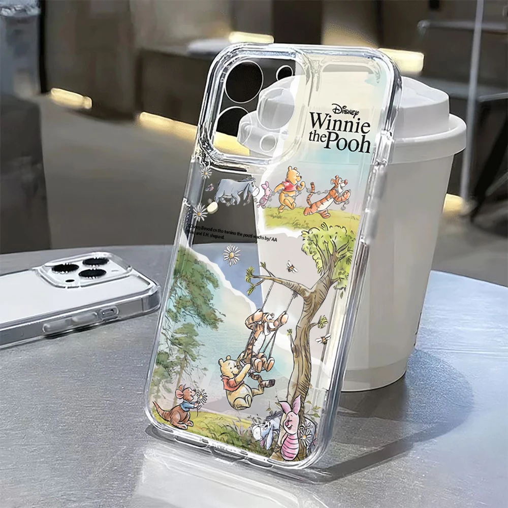 Coque de téléphone Winnie l'ourson, étui souple transparent pour Samsung Galaxy S24 S23 S22 S21 S20 S10 FE Ultra Plus 5G Note 20 10 Pro