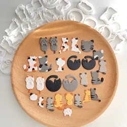 Cute Cat Soft Pottery Polymer Clay Mold Set Animal Pattern Clay Cutter DIY Earring Jewelry Pendant Cutting Stamping Tool