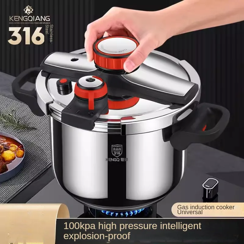 Premium 316 Stainless Steel Pressure Cooker with Enhanced Safety and Large Capacity for Gas/Electric Stovetops