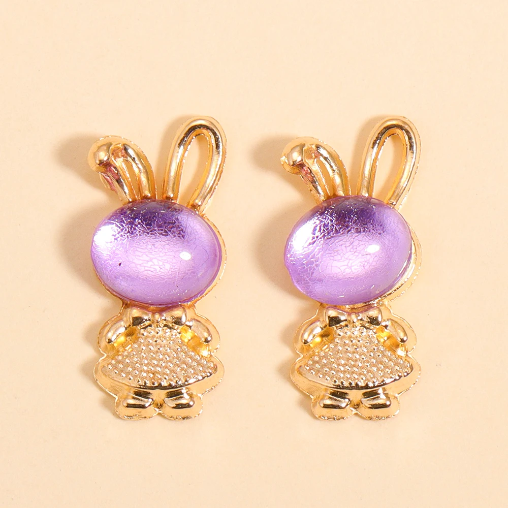 10Pcs Mode Bunte Kristall Kaninchen Anhänger Für Frauen Schmuck Machen DIY Tiere Charms Halskette Schlüsselbund Handwerk Liefert – Detail 5