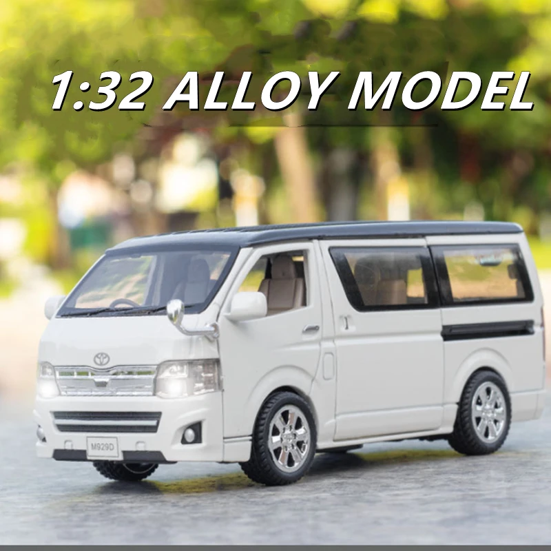 1:32 TOYOTA HIACE MPV Alloy Car Model Diecasts Metal Toy Vehicles Car Model Simulation Sound and Light Collection Toy Gift