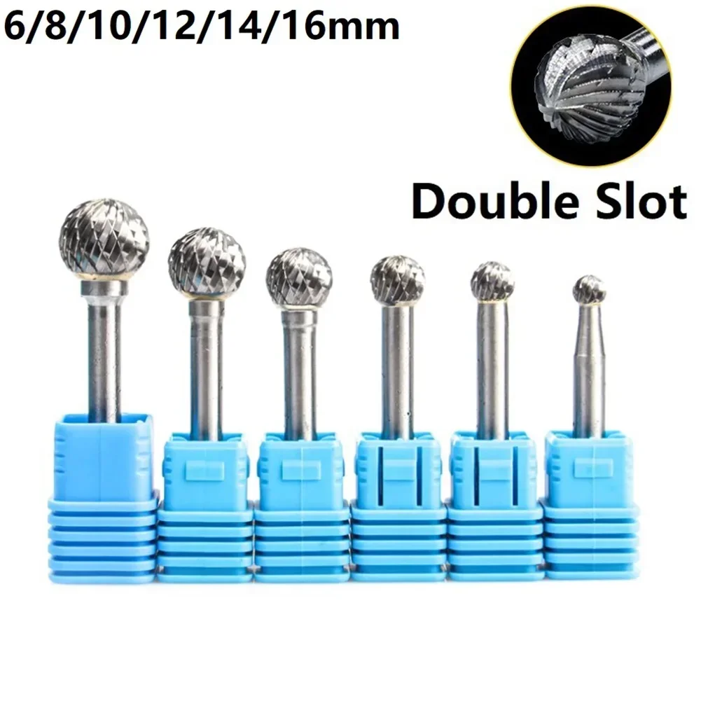 6-16mm Round Double Cut Ball Shape Rotary File Carbide Routing Burr Bit Carving Carbide Burr Milling Cutter Drill For Metal Wood