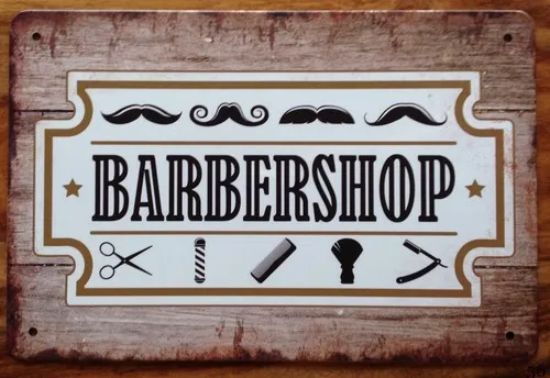 METAL SIGN FRAME PLAQUE BARBER SHOP ACCESSORIES 30CM X 20CM PROFESSIONAL BARBERS --Tin Sign