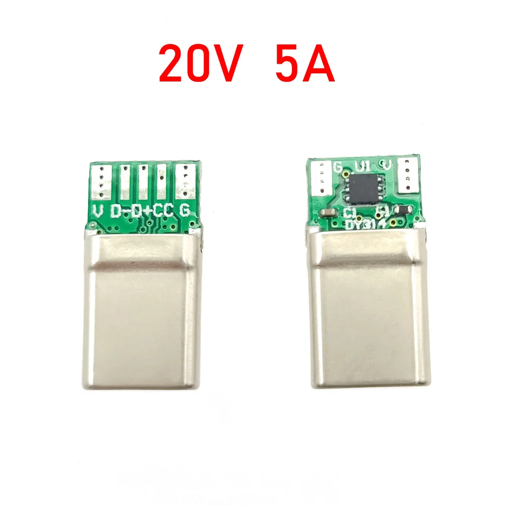 USB 3.1 Type-C 7Pin PD100W Złącze męskie Adapter gniazda do lutowania Kabel 20V 5A Wysoki prąd Obsługa płytki PCB